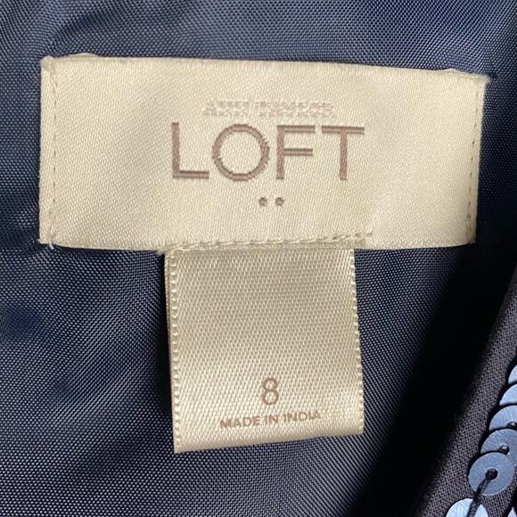 LOFT Shift Dress Sequin Navy Sequin Women’s Size 8 - Picture 6 of 12